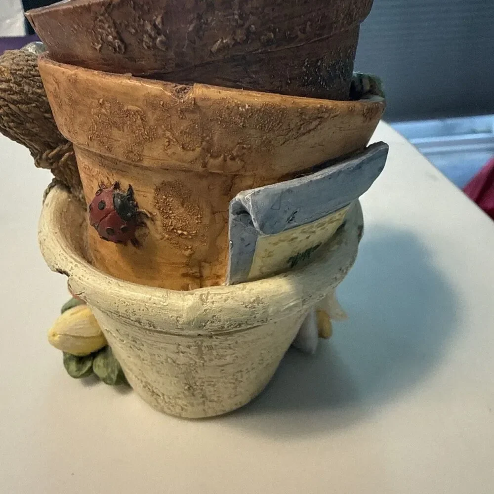 Adorable Resin Stacked Flower Pots Planter / Vase / Decor 1997 Figi Graphics
